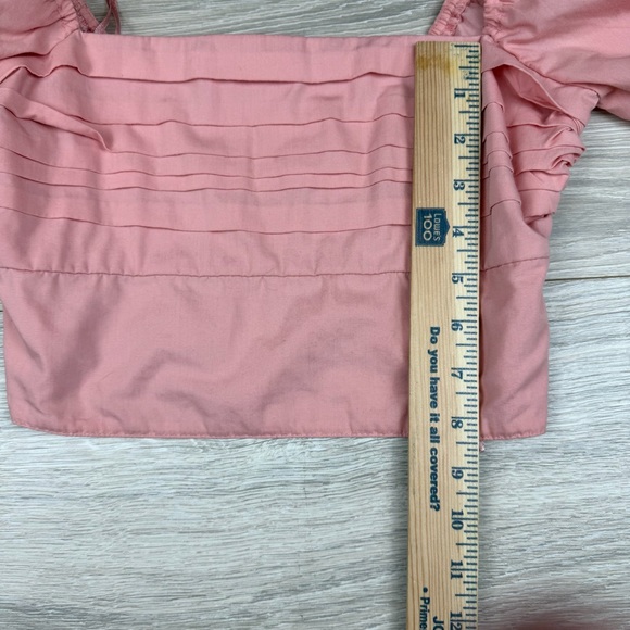 Abercrombie Fitch Pink Square Neck Puffy Sleeve Cropped Top Womens XS - Picture 4 of 6